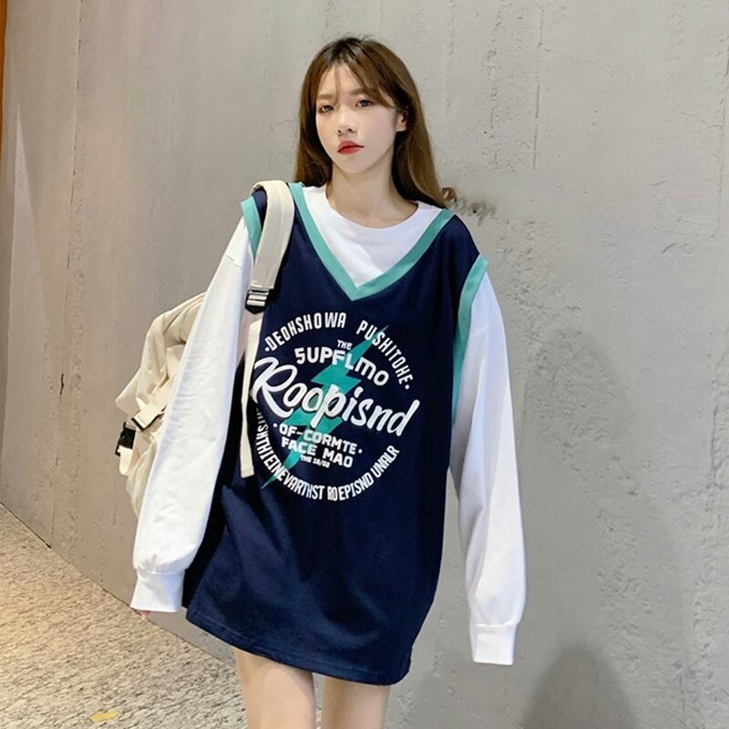 ラウンドネックセーター スプリングオータムルーズトップス 春物 秋物 Oネック 試着室88278808116