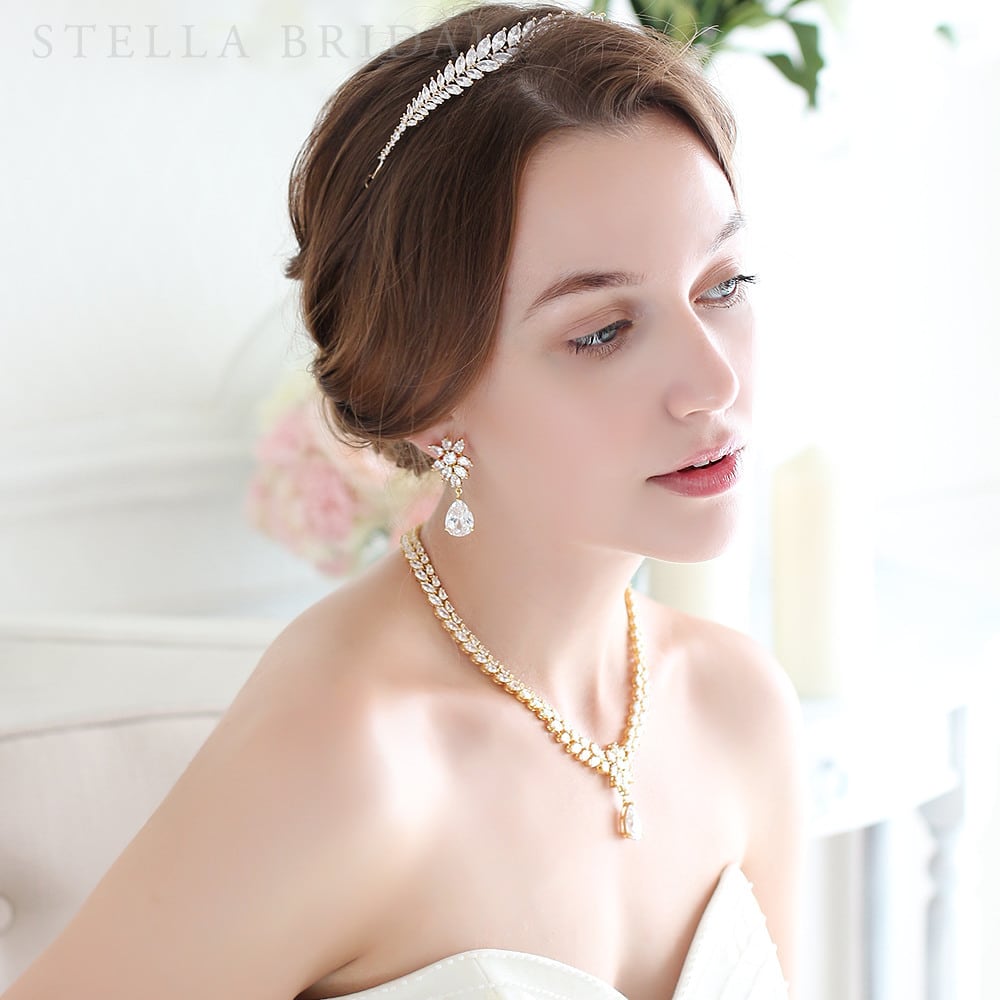 STELLA BRIDAL ジュディット　ネックレス&イヤリング キュービックジルコニア ウェディングジュエリーセット