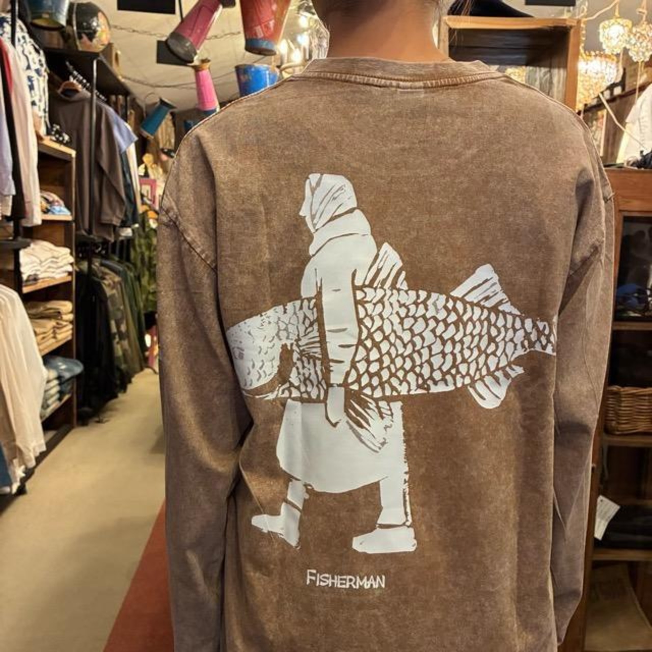 TOPANGA Lady's TOPANGA FIRECOUNTRY Pigment dyed T-shirt Fisherman Brown　ピグメントダイ長袖Tシャツ　フィッシャーマン　ブラウン　全4サイズ　