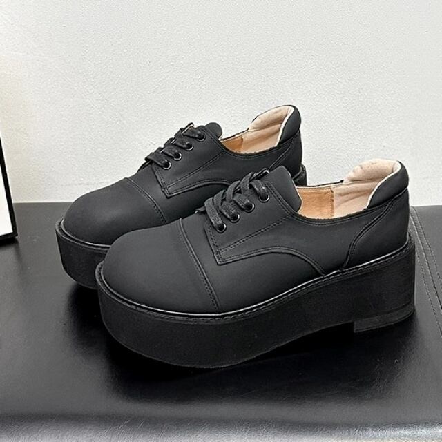【極美品】◾️joya◾️コンフォートシューズ◾️RELAX◾️厚底◾️レザー◾️ブラック 予約販売】ローファー レディース 艶なし マット 厚底 革靴