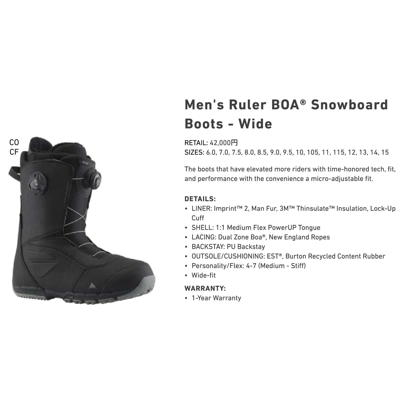 22-23 BURTON 『RULER BOA WIDE』 バートン ルーラー ボア ワイド