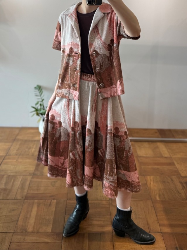 jonnlynx/JL226-CT1107	 pile jacquard skirt