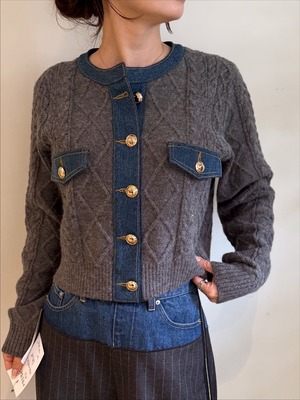 エイミーロウ  Eimee Law ニット×デニムMIX編みカーデ