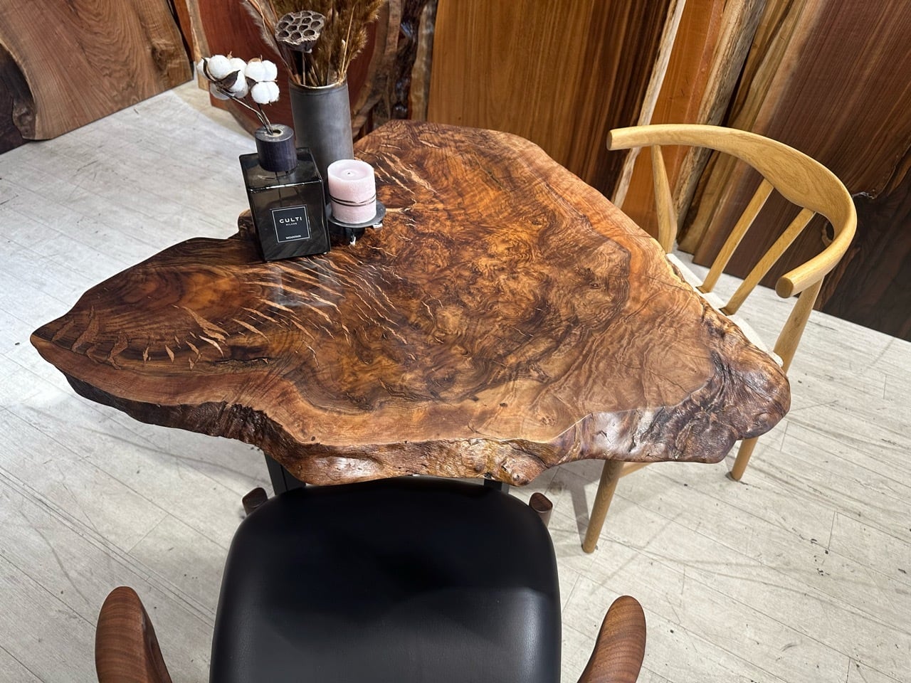 クラロウォールナットのトレイ☆ OUTLET】【輪切り】クラロウォールナット_850×300-900×40_浅草本店_