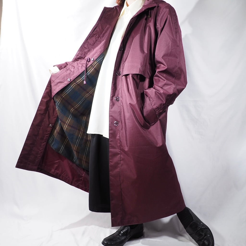Dull Shining Bordeaux color Deformation Design long coat(made in Belarus)