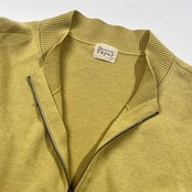 リネン混 Papas パパス ハーフジップ プルオーバー ニット セーター L/くすみイエロー系 メンズ