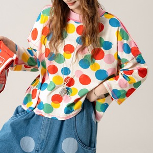 ドット柄七分袖Tシャツ 3col H 260149