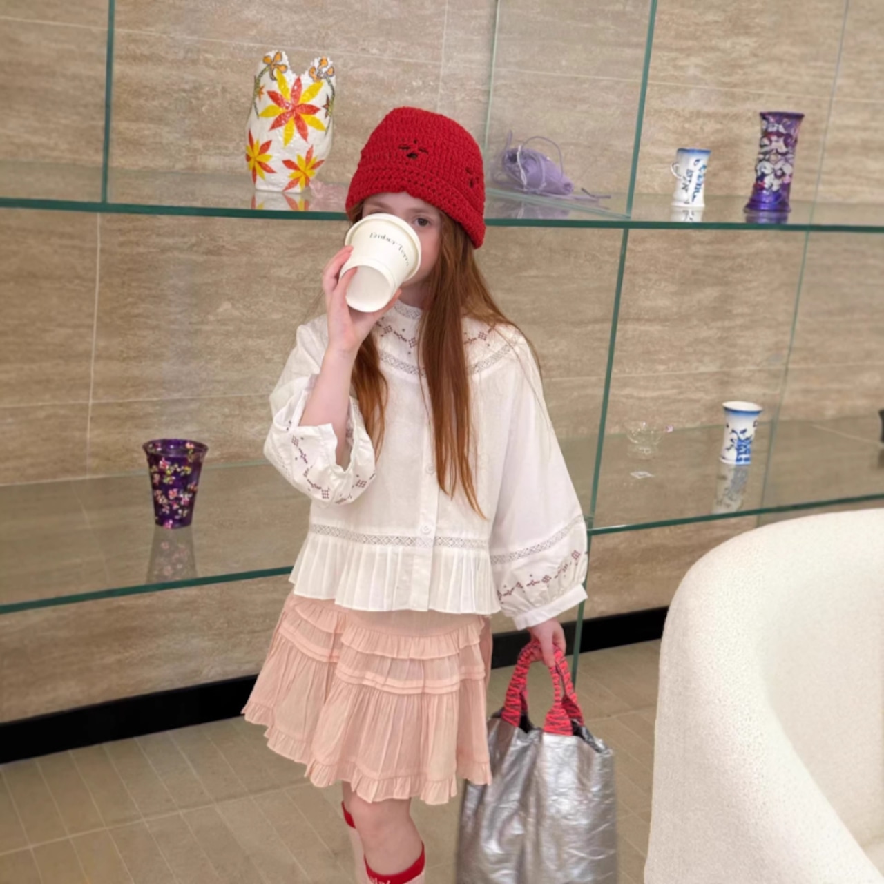 春民族柄刺しゅうブラウス