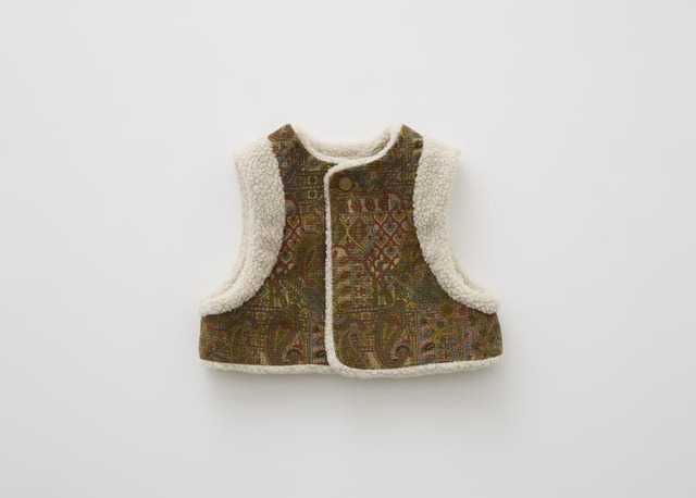 【 eLfin Folk 26AW 】 Paisly Boa Vest / olive