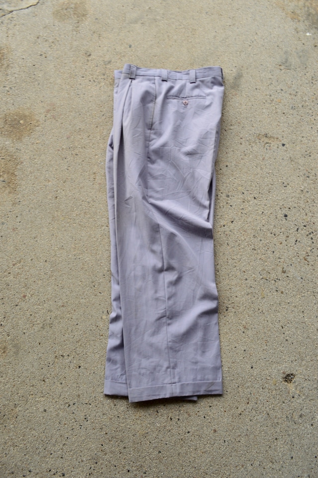 STACY ADAMS 1980's-90's From USA Center Intuck Wide Slacks Windowpen Polyblend Rayon ステイシーアダムス 80s ワイドスラックス