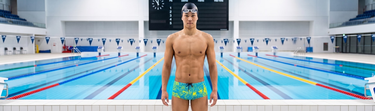 Delfina - Vintage Light Blue Squared swim trunk