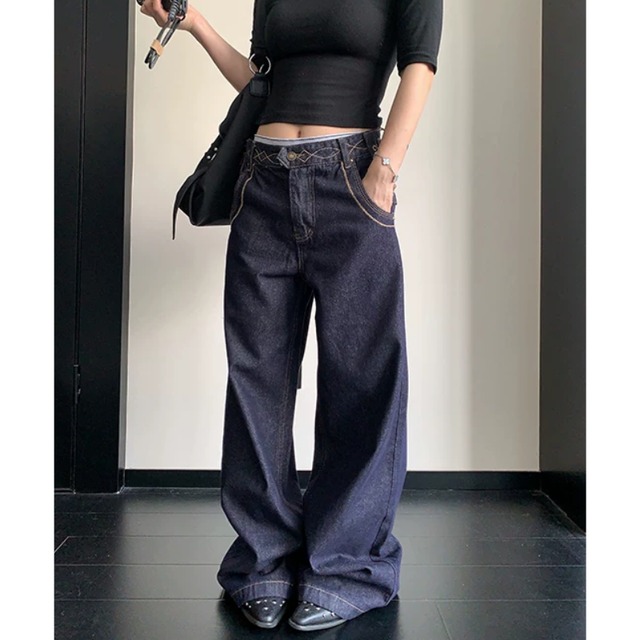 lace-up design denim　レースアップデザインデニム　J2147
