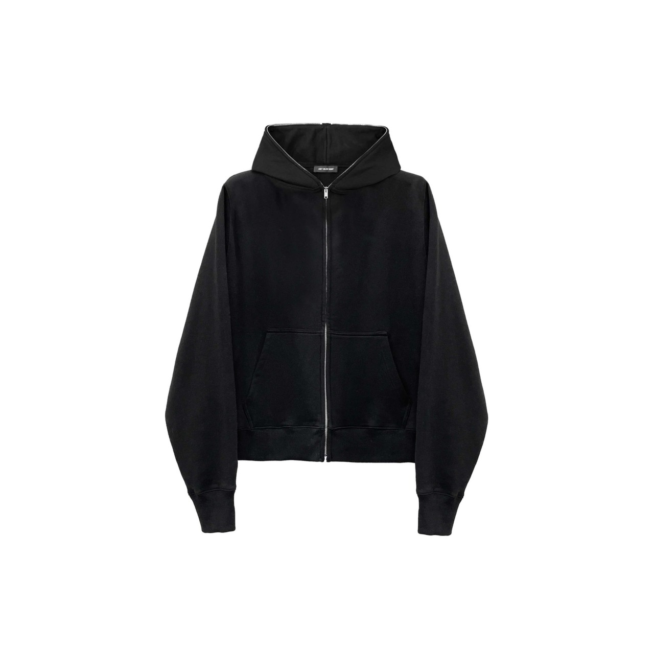 DET BLEV SENT / waxed zip hoodie black
