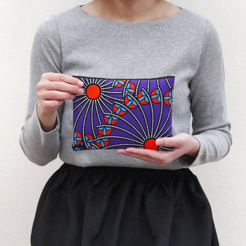 アフリカ布のフラットポーチ｜アフリカンプリント | カンガ屋 katikati
