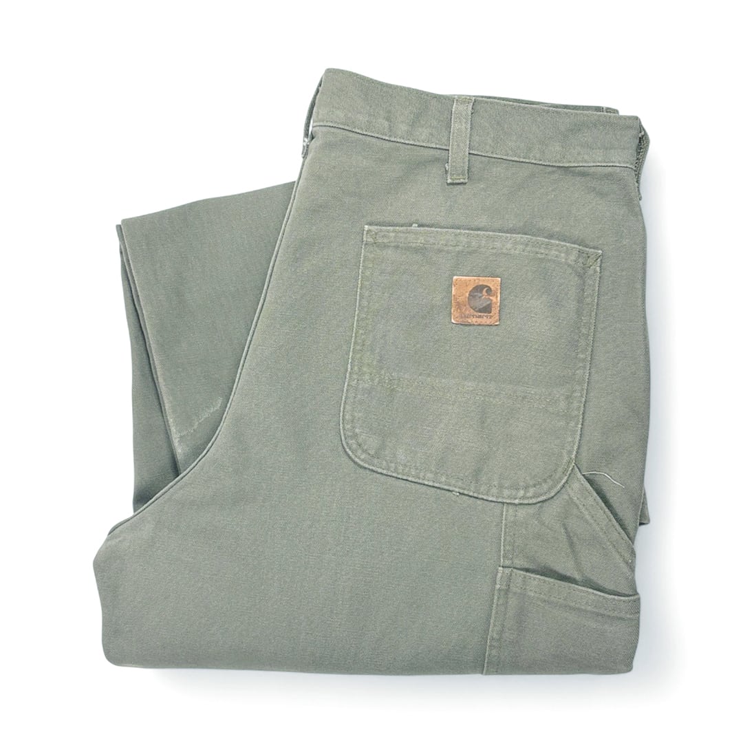 00s カーハート ニカラグラ製 ペインターパンツ ヴィンテージ モスグリーン ペンキ ダック地 CARHARTT サイズW36 古着 @EZ0827