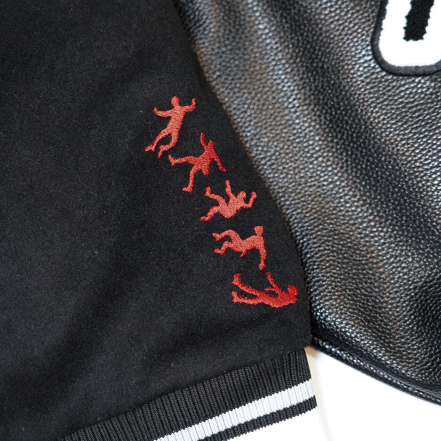 ジャケット・アウター tcr BY TOUCHER VARSITY LEATHER JACKET T.C.R RAVER GANG VARSITY LEATHER JACKET - BLACK | T.C.R BY TOUCHER