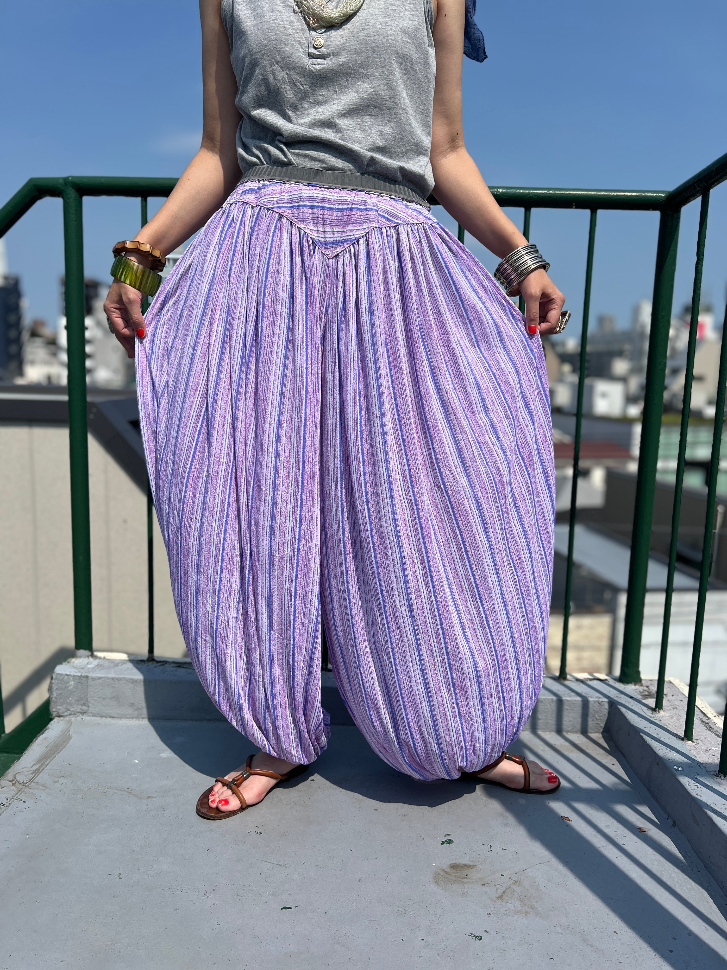 Vintage indian cotton × handmade purple balloon pants