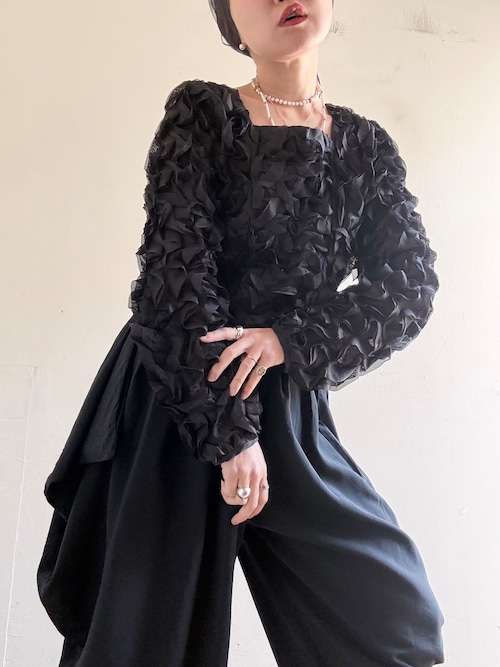 80s Vintage Frilled Top