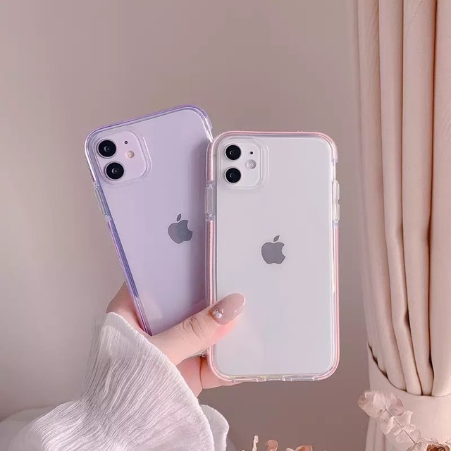 Pink/Purple シンプルカラーフレーム iPhoneケース