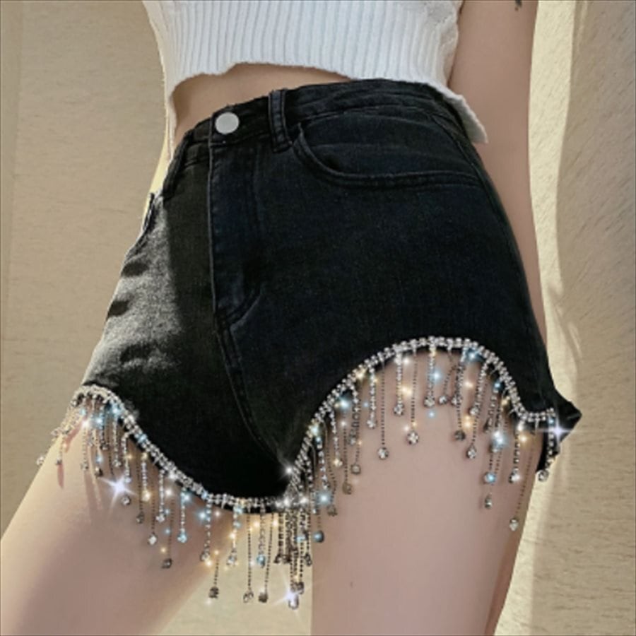 送料無料】 デニムパンツ ショートパンツ 2色 ショート丈 きらきら