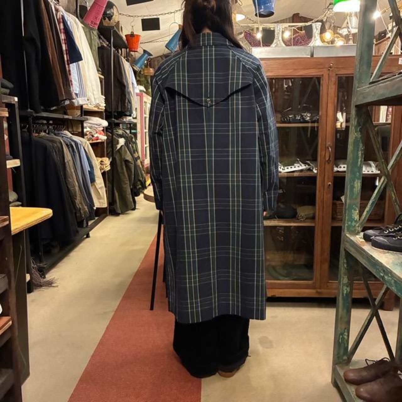 TISSU High Density Effortless Trench Coat in Blackwatch Tartan, Green and Black, Water-Repellent, Pollen-Guard, Raglan Style