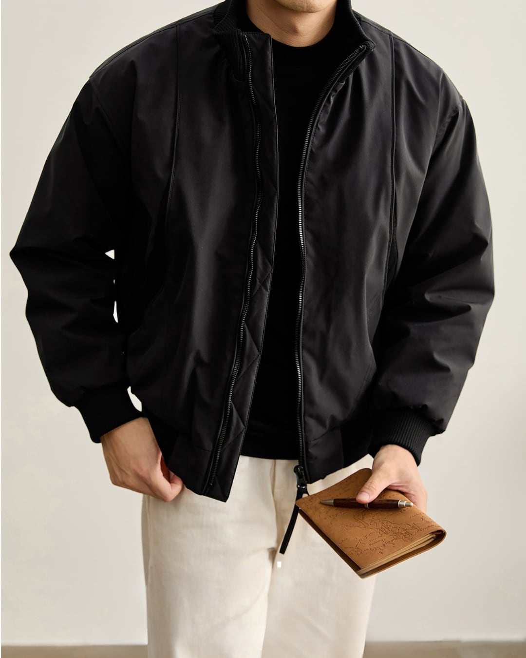 ジップアップ ショート丈ダウンジャケット 2色 A0002