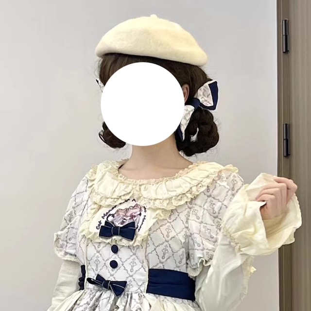 With U ゴスロリ系 ファッション ベレー帽 甘め ロマンティック ロリータファッション 原宿スタイル ロリィタ服