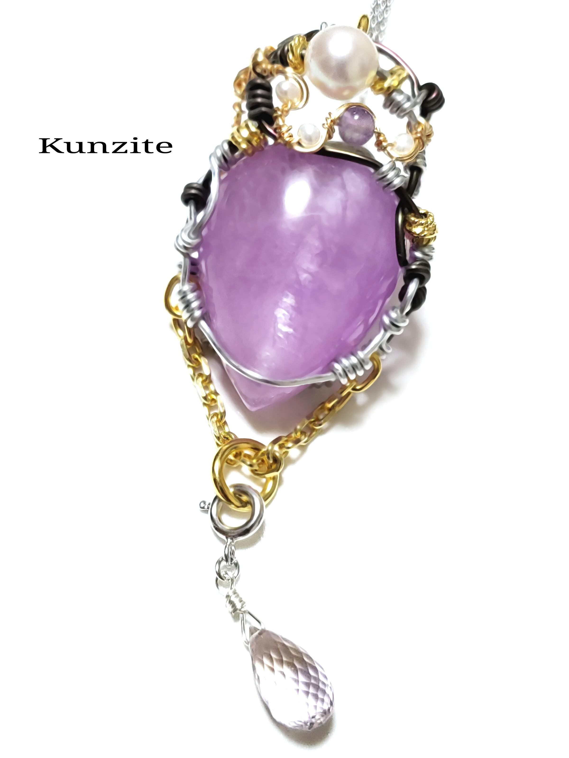 専用】SFクンツァイト❅ワイヤーアートペンダントトップ他2点 ブラジル