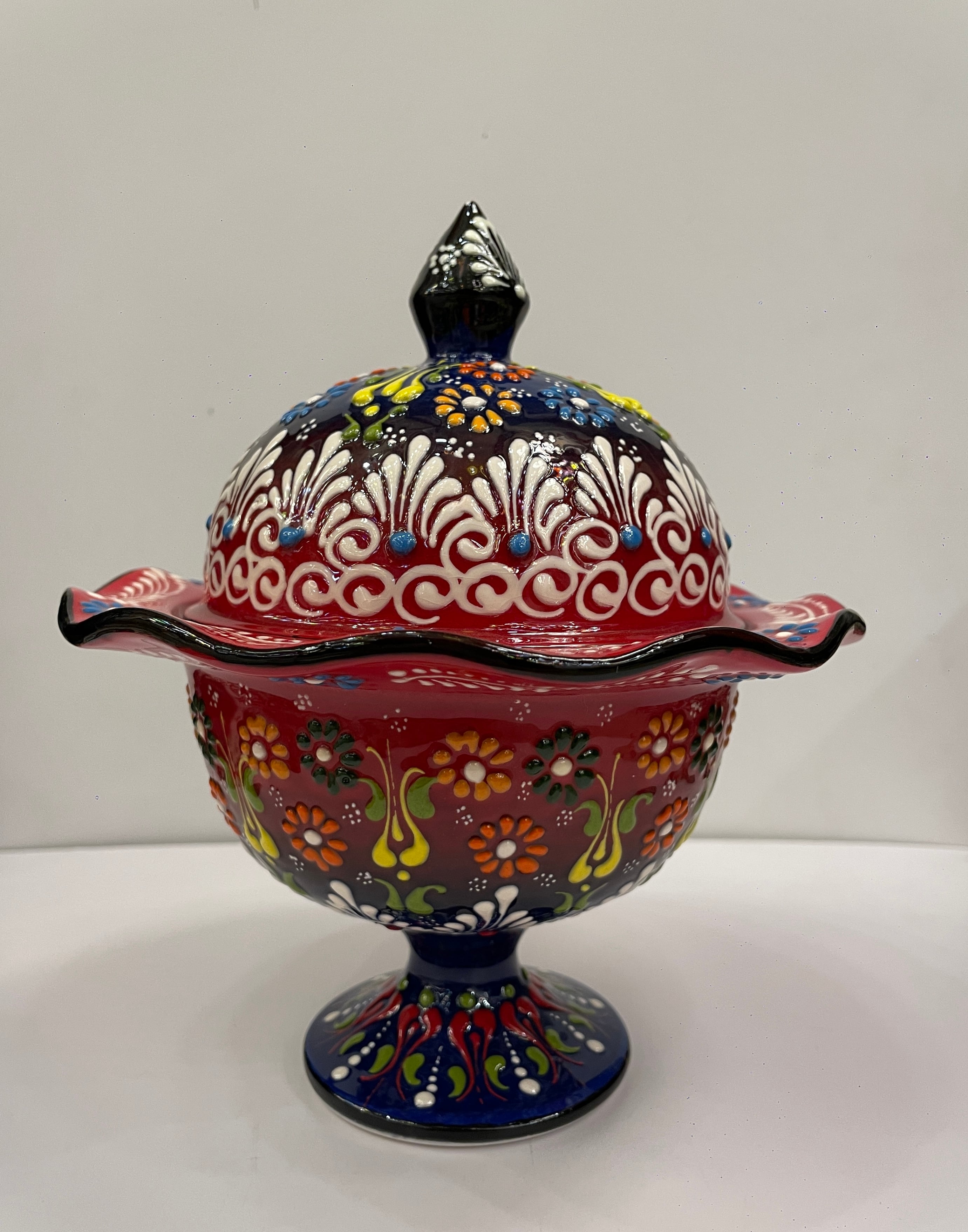 トルコ手描き陶器の飾り花瓶L オレンジ | zakurotokyo