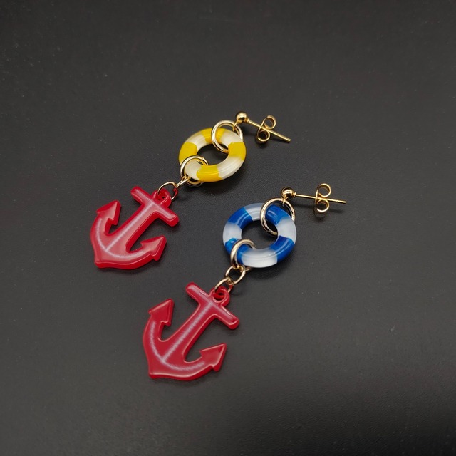★1点限定★Mary-Swimring & Anchor / Earrings（Yellow & Blue）