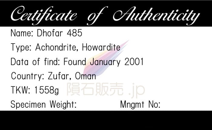 Dhofar485 隕石 2.5g ホワルダイト エイコンドライト 石質隕石 標本