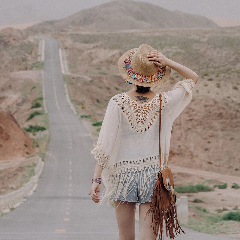 ドリームホース自家製ボヘミアンホロウブラウスフリンジトップ青海グレートノースウエスト日焼け止めシャツスーパーフェアリーショールサマー ドリームホーストラベル婦人服89918205989