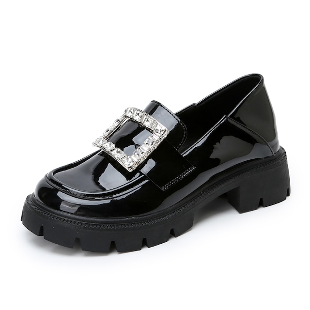 Square buckle enamel loafers　M4068