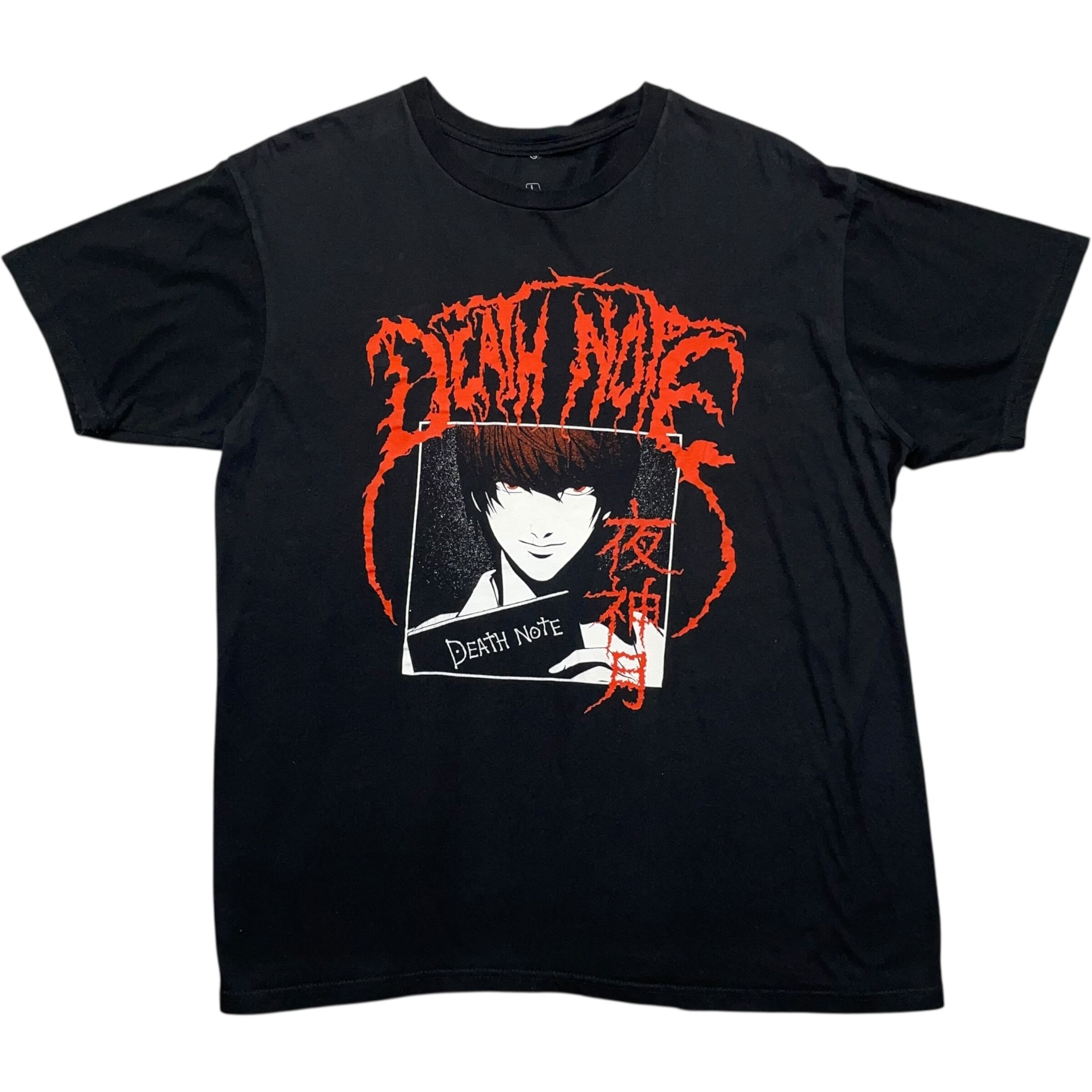 《L》 DEATHNOTE デスノート アニメTシャツ 夜神月 プリント ブラック no.7375