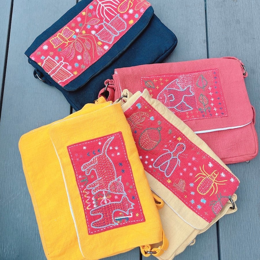 レンテン族刺繍】斜め掛けバッグ 黄・赤 | Fran Muan