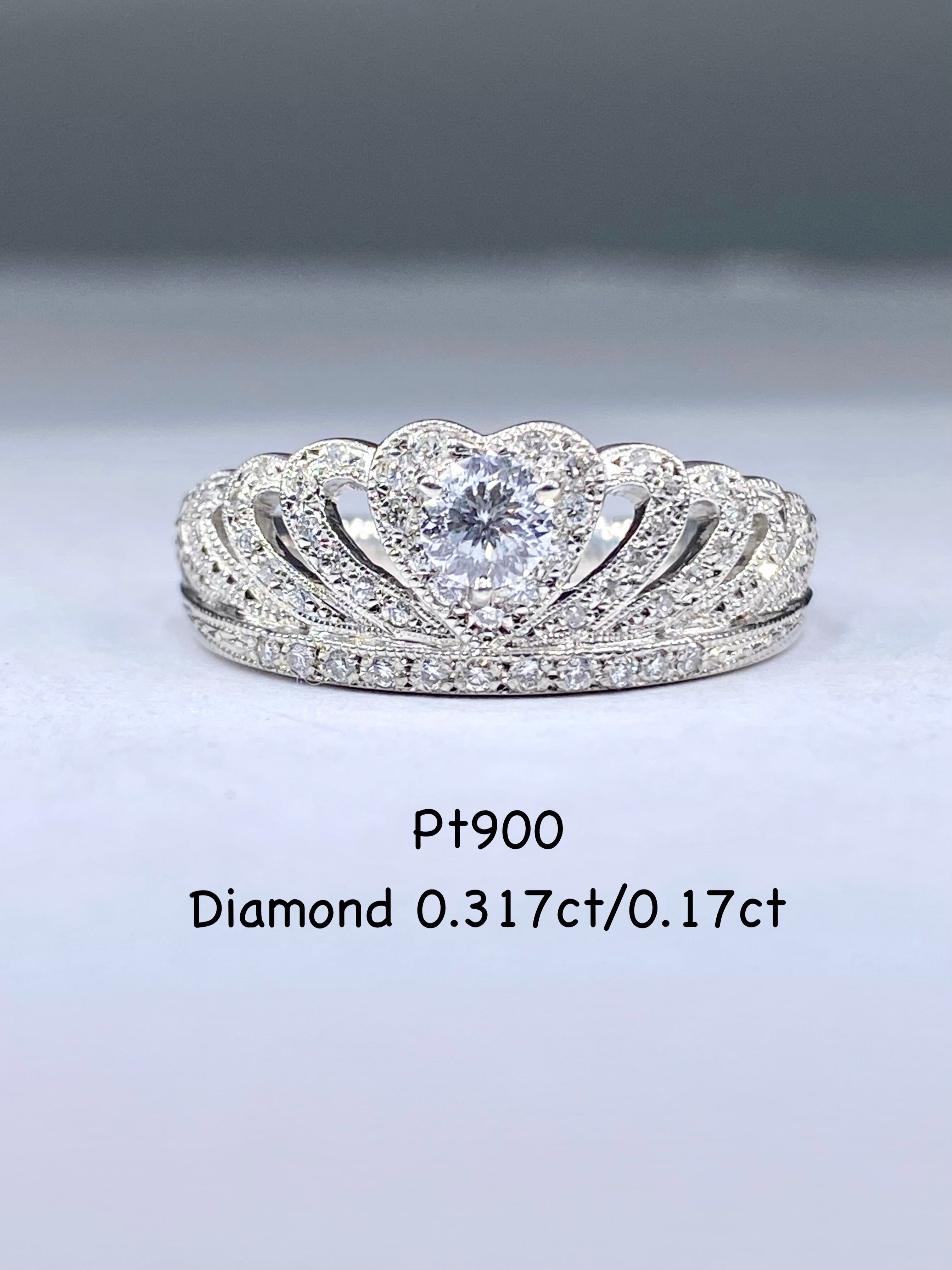 ダイヤモンド 0.317ct / ダイヤモンド 計0.17ct Pt900 リング 18号【リフレッシュメント(新品仕上げ・補修・洗浄等済)】【3日以内返品可(※カード/キャリア決済の場合)】【動画リンク Twitter/X】あり