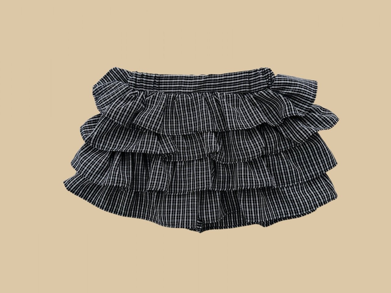 [DOREDORE] 4-tiered tiered skirt Pants (Check) / [도레도레] 4단캉캉치마바지(체크)