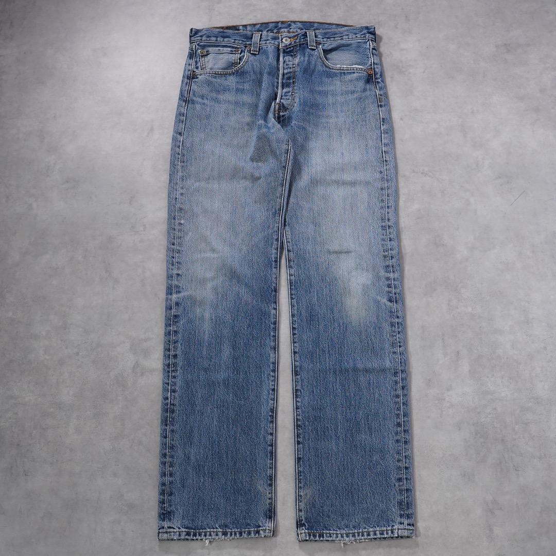 リーバイス501 Levis W33 ブルーデニム 青 ヒゲ 古着 17934