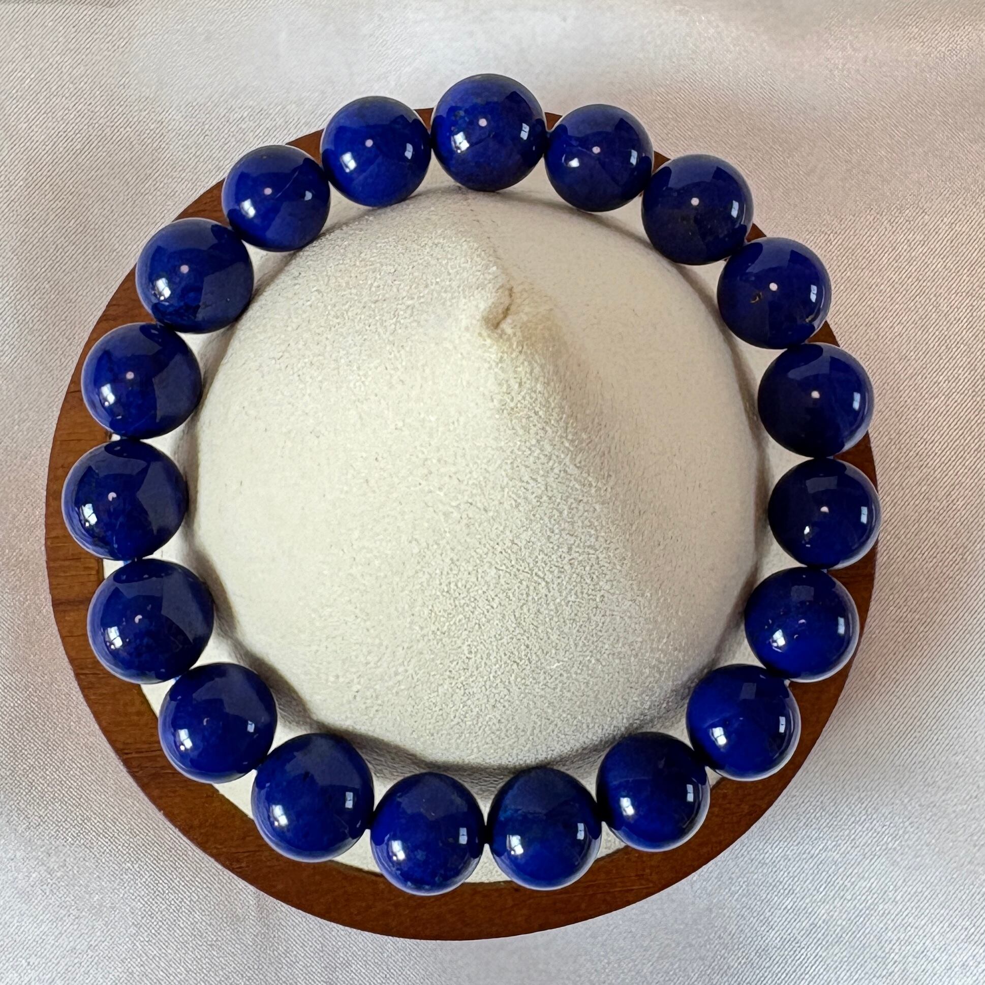 特別品質 鑑別書付きラピスラズリ アフガニスタン・バダフシャーン州 サリ・サンガ鉱山産(Sar-e Sang Mine) 10㎜珠 内周16㎝(一点もの)