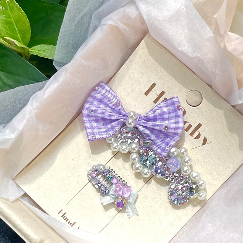 ラベンダービジュー リボンヘアクリップ&コーム セット 00763