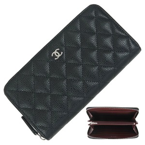 New CHANEL シャネル クラシック ロング ジップウォレット マトラッセ キャビアスキン ブラック シルバー金具 AP0242 長財布 ラウンドファスナー レディース 新品