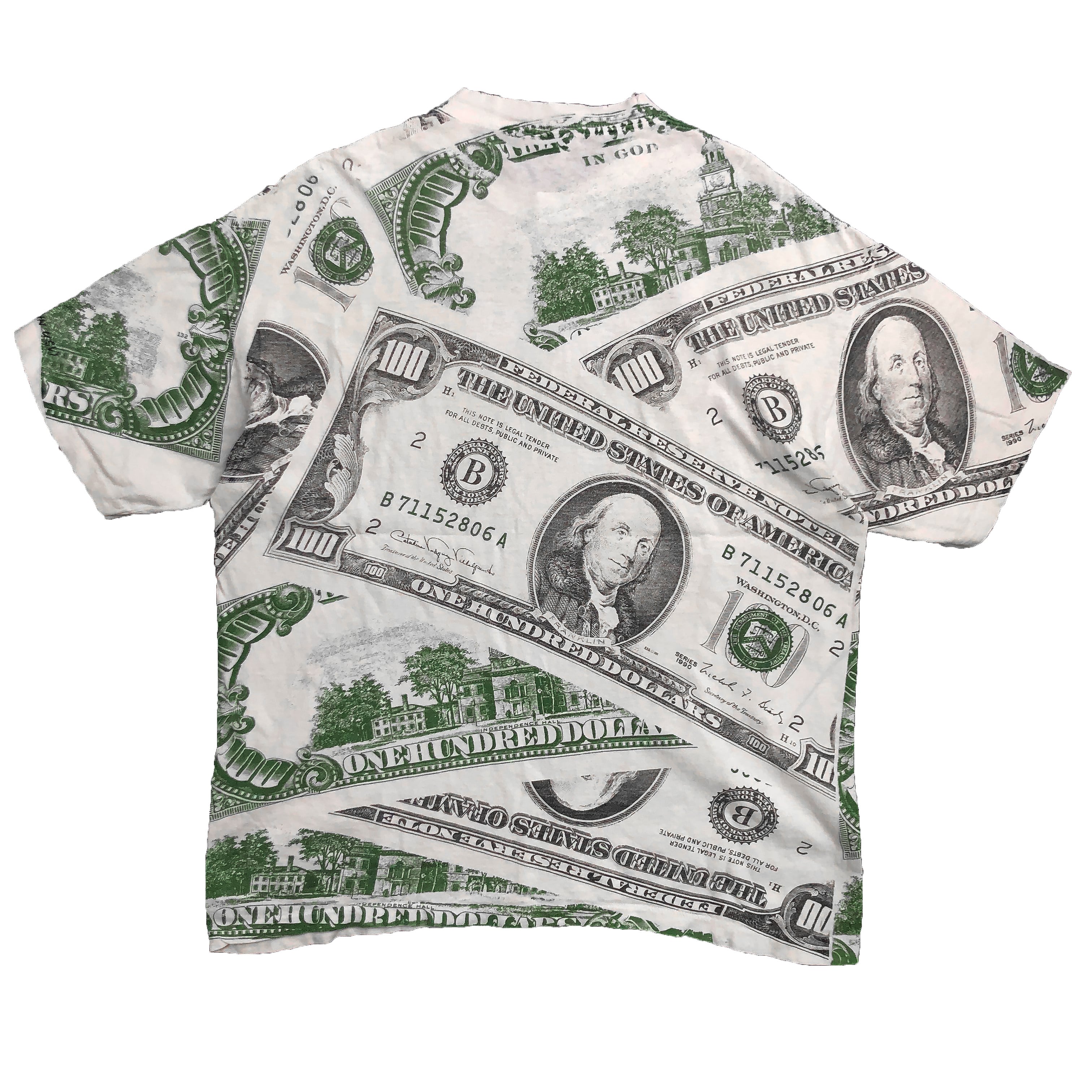 90S USA製 ヴィンテージ 100ドル紙幣 総柄 オーバーサイズ Tシャツ