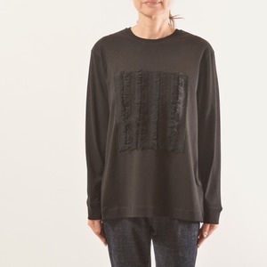 blancvert LA NATURE (ブランベール)　フリンジデザイン コットン長袖カットソー　色：ブラック　商品番号：LQ6418104