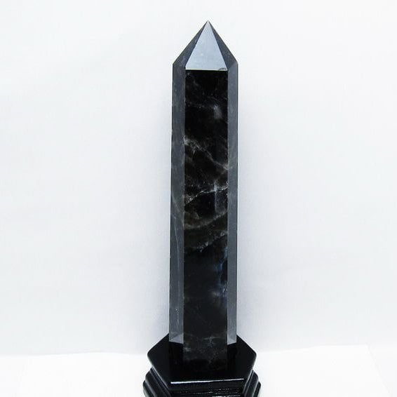 1Kg モリオン 黒水晶 六角柱 台座付属 一点物 152-4001