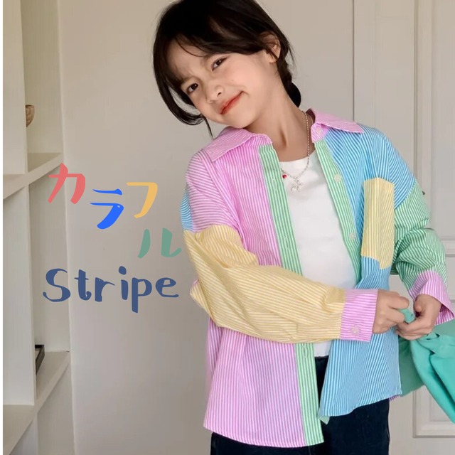 ママとお揃い カラフルStripeシャツ Mam