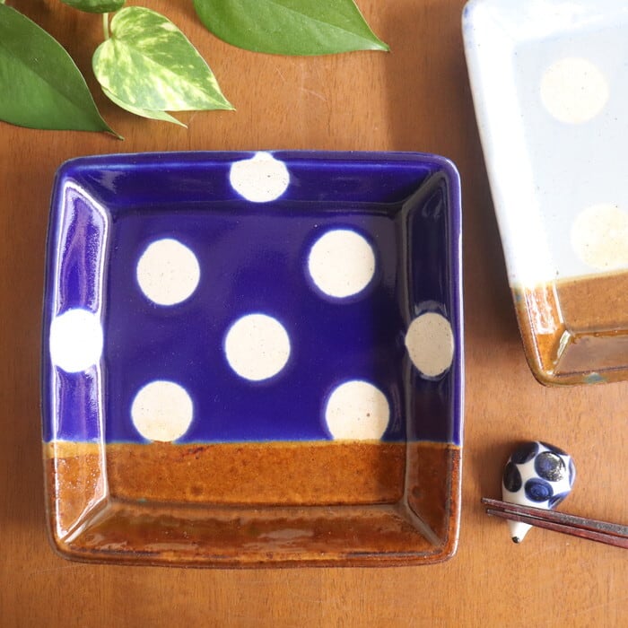 益子焼 えのきだ窯 四角皿 Mashiko-yaki Square plate #484