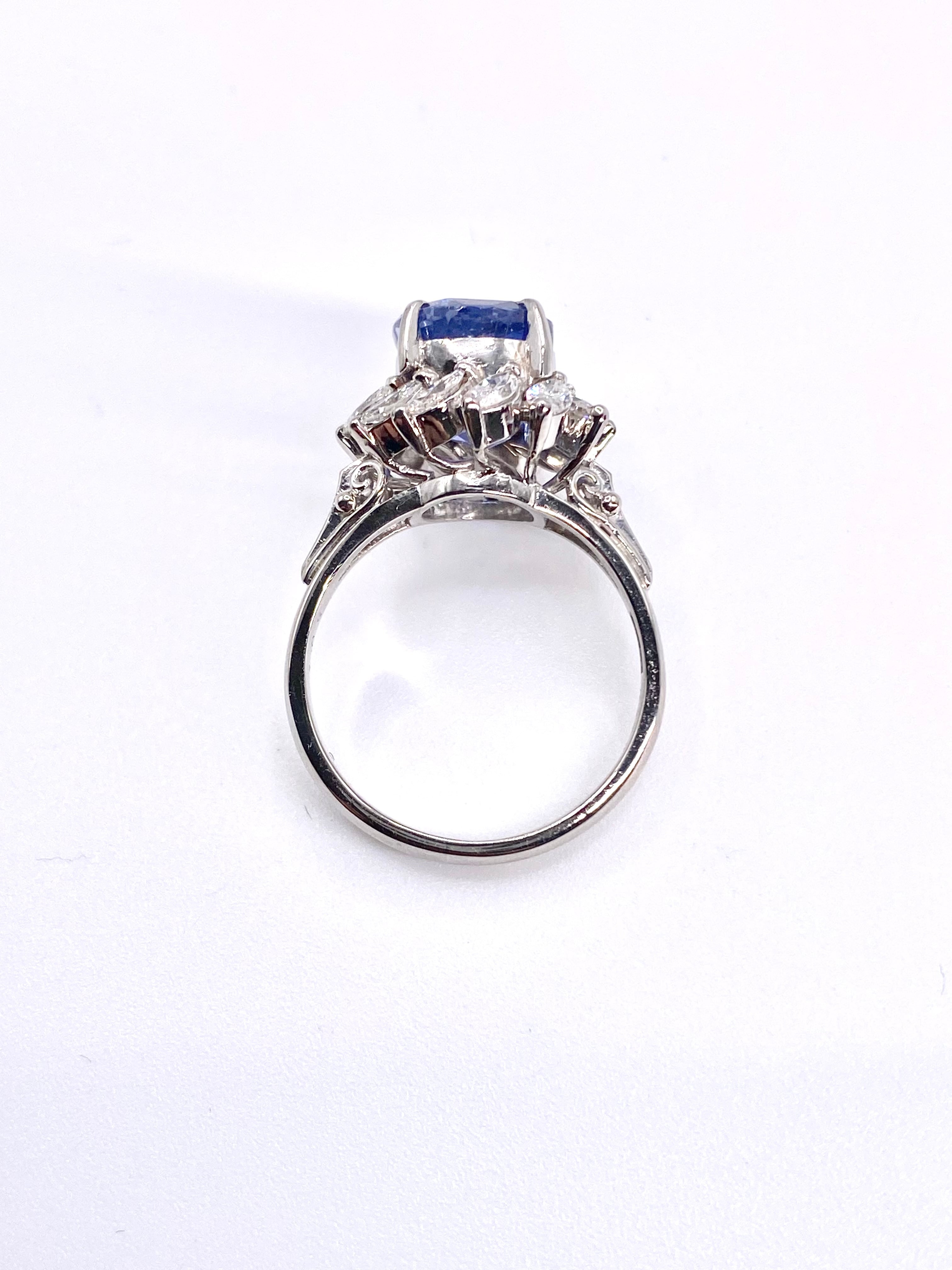 非加熱ブルーサファイア 6.149ct / ダイヤモンド 計1.05ct Pt900