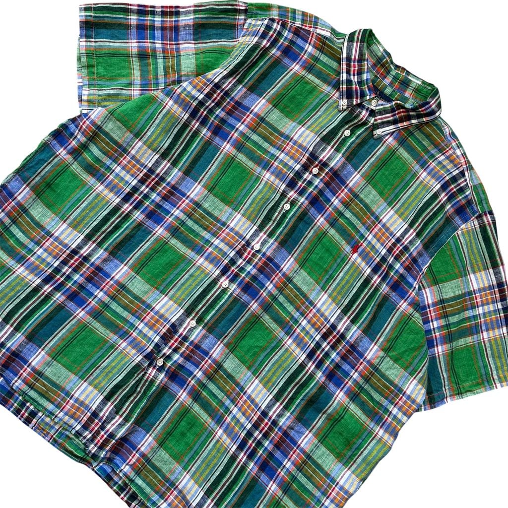 RALPH LAUREN linen big size ラルフローレン ボタンダウン リネン