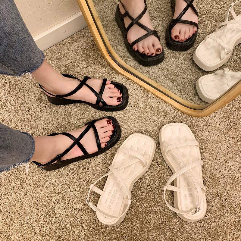 サンダルサマーレッドクロスバックルベルト 靴 シューズ 夏物 ビーチ ハーネス 部族の婦人靴41287529602