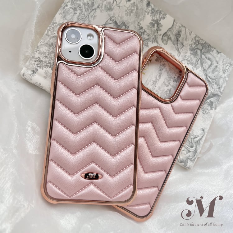 13promax / 12promax】ニュアンスキルティング♡ ミスティピンクiPhone